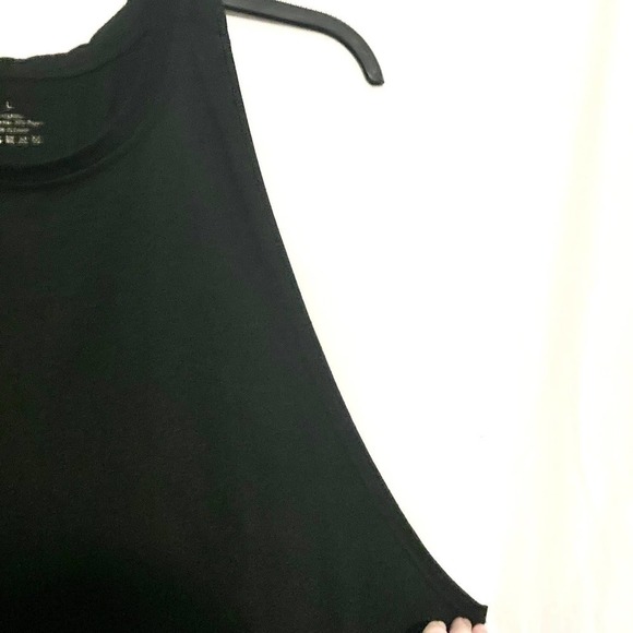 Women's L Solid Black Deep Cut Arms Racerback Tank Top - Picture 6 of 7